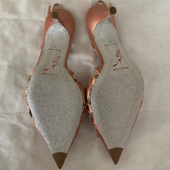 RENE CAOVILLA "Juliette" Satin Slingback Pumps - Picture 11 of 14